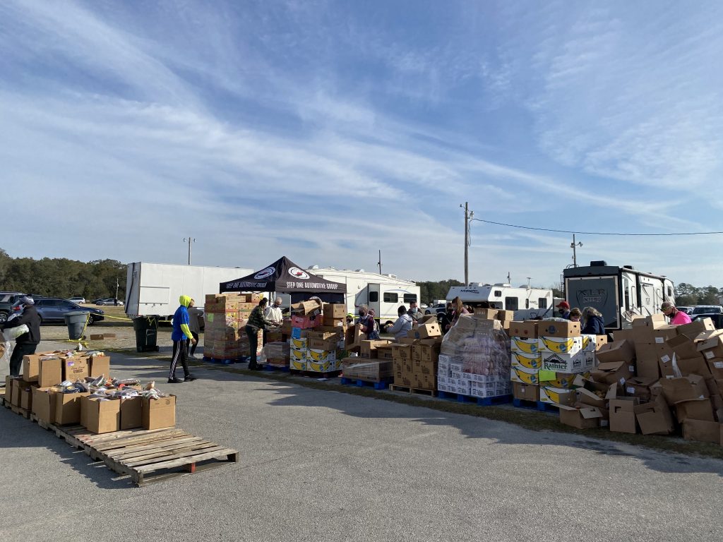 Pallets of food boxes